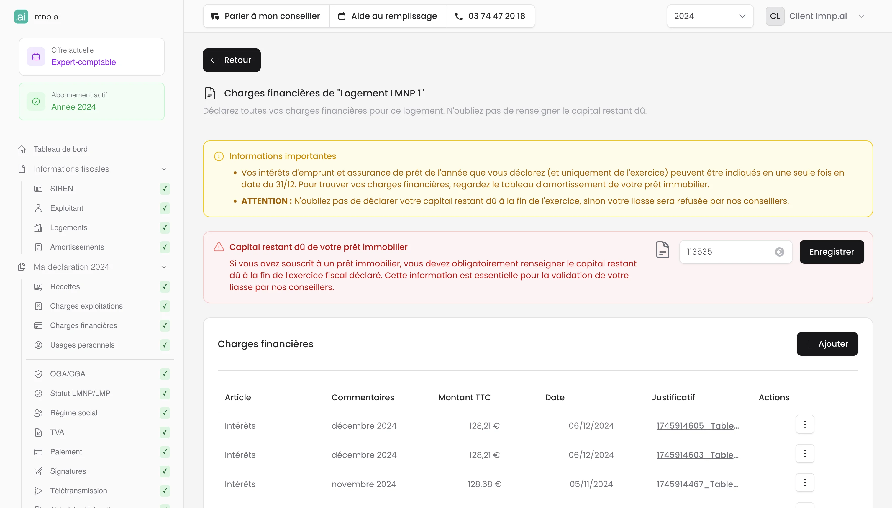 Comptes bancaires et emprunts