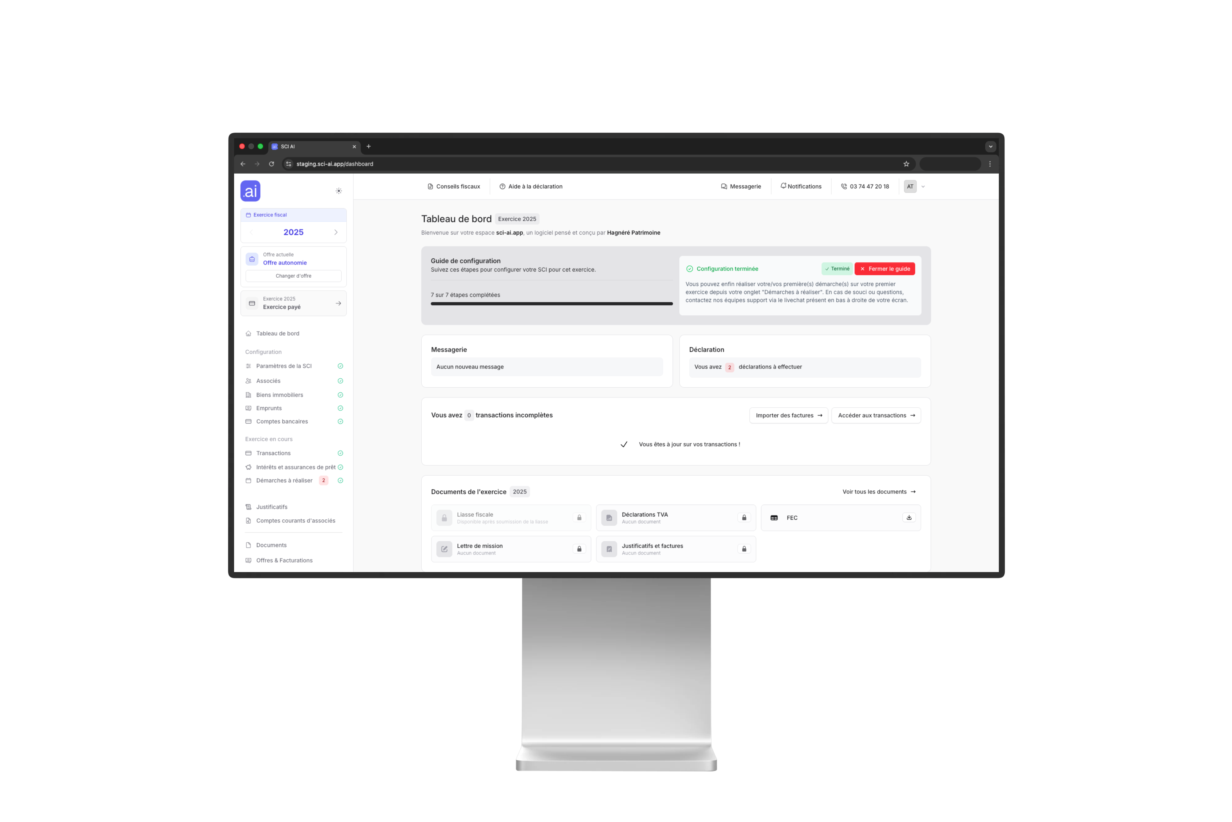Plateforme sci-ai.app sur MacBook